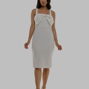 NINA LEONARD Women’s White Large Bow Bridal/Bachelorette/Shower Dress